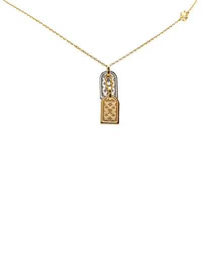 Pre-owned Louis Vuitton 2021 Gold Plated Nanogram Pendant Necklace Costume Necklace