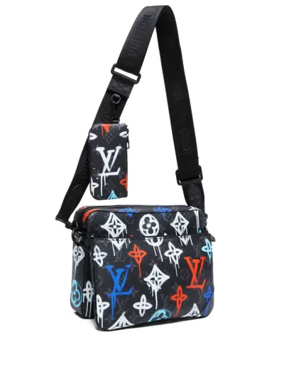 Pre-owned Louis Vuitton 2021 Graffiti Monogram Messenger Bag In Black
