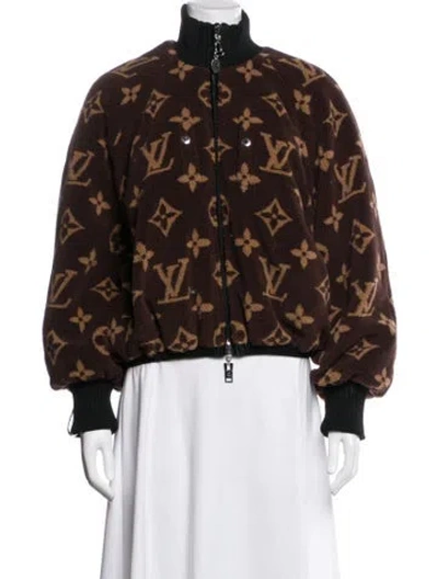 Pre-owned Louis Vuitton 2021 Graphic Print Bomber Jacket In Brown