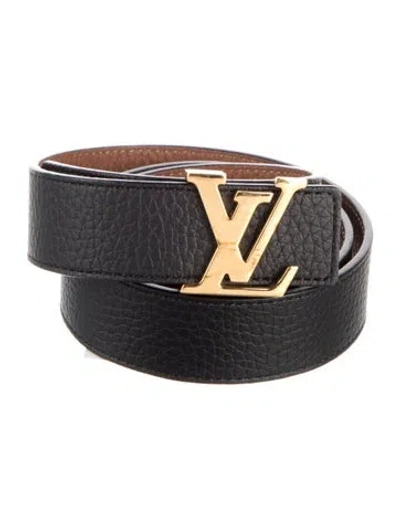 Pre-owned Louis Vuitton 2021 Initiales 30mm Reversible Waist Belt In Black
