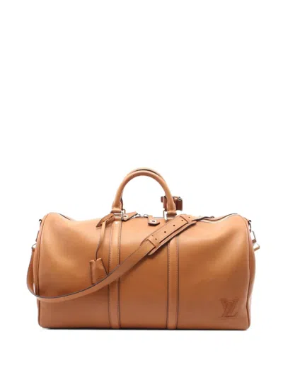 Pre-owned Louis Vuitton 2021 Keepall Bandouliere 50 Leather Duffle Bag In Brown