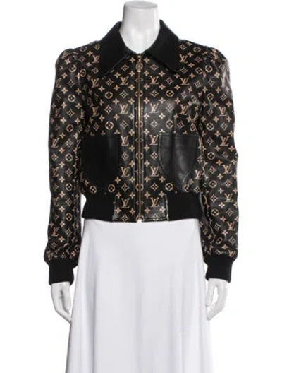 Pre-owned Louis Vuitton 2021 Leather Bomber Jacket In Brown