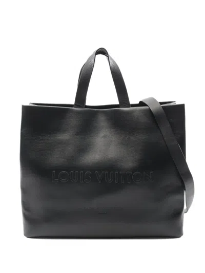 Pre-owned Louis Vuitton 2021 Leather Mm Tote Handbag In Black