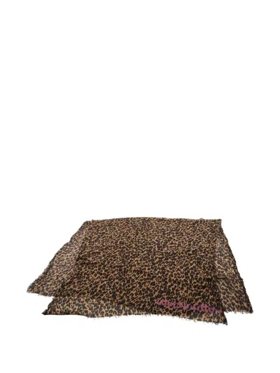 Pre-owned Louis Vuitton 2021 Leopard-print Cashmere Scarf In Brown