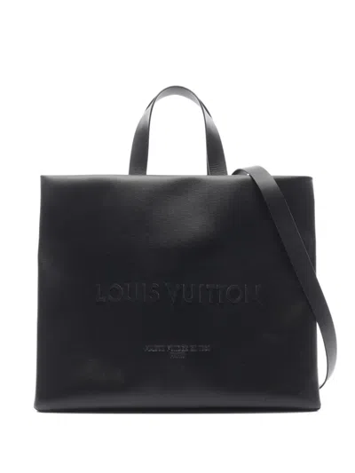 Pre-owned Louis Vuitton 2021 Logo-embossed Tote Bag In Black