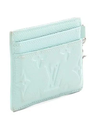Pre-owned Louis Vuitton 2021 Lv Charms Monogram-empreinte Card Holder In Blue