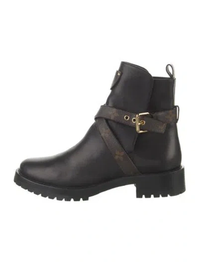 Pre-owned Louis Vuitton 2021 Lv Monogram Moto Boots In Black