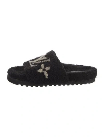 Pre-owned Louis Vuitton 2021 Lv Monogram Slides In Black