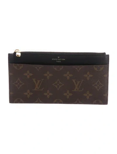 Pre-owned Louis Vuitton 2021 Lv Monogram Slim Purse In Brown