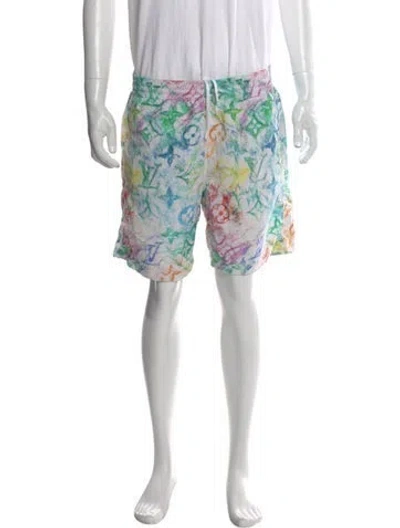 Pre-owned Louis Vuitton 2021 Lv Monogram Swim Trunks In White