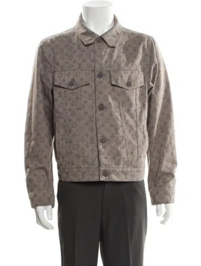 Pre-owned Louis Vuitton 2021 Lv Monogram Trucker Jacket In Gray