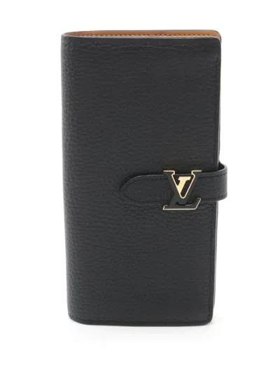 Pre-owned Louis Vuitton 2021 Lv Plaque Vertical Wallet In Black