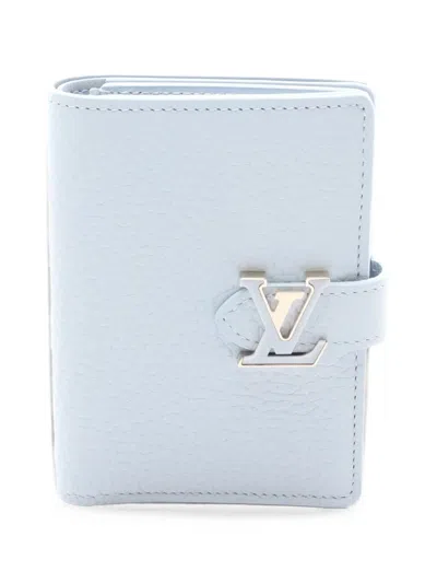 Pre-owned Louis Vuitton 2021 Lv Vertical Bi-fold Wallet In Blue