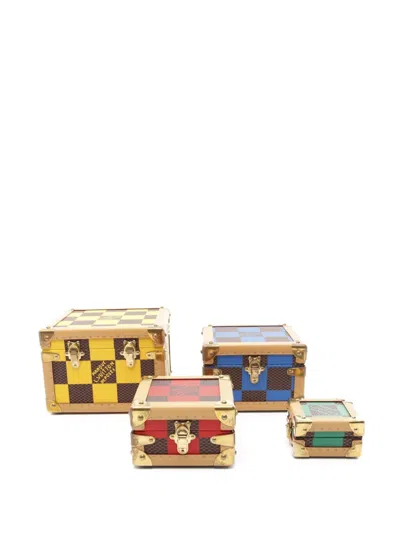 Pre-owned Louis Vuitton 2021 Malle Pyramid Trunk Case Set (set Of Four) In Yellow