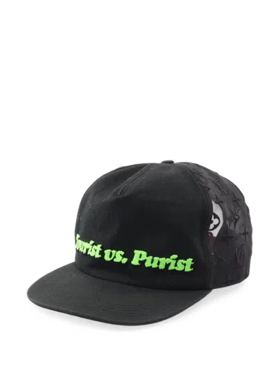 Pre-owned Louis Vuitton 2021 Message Mesh-panel Baseball Cap In Black