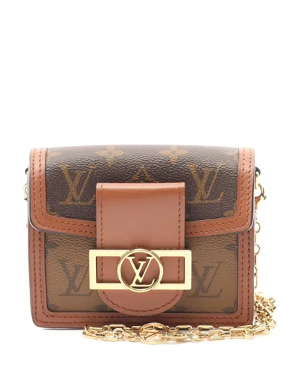 Pre-owned Louis Vuitton 2021 Micro Dauphine Monogram-reverse Shoulder Bag In Brown