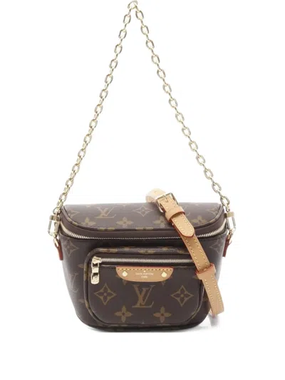 Pre-owned Louis Vuitton 2021 Mini Bumbag Monogram Chain Two-way Handbag In Brown