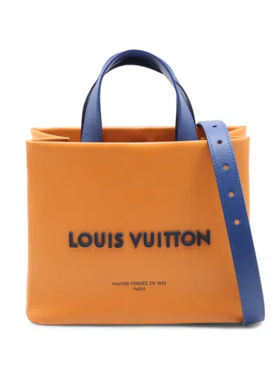Pre-owned Louis Vuitton 2021 Mini Calfskin Shopper Tote Satchel In Orange