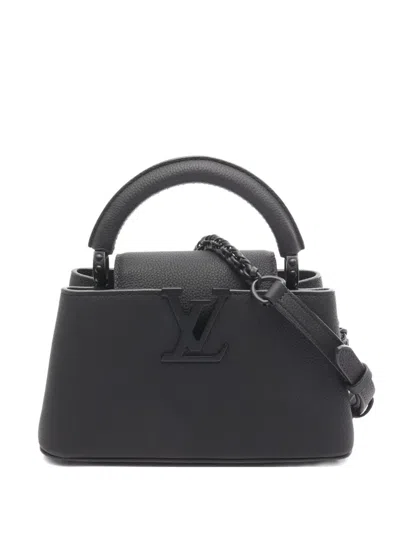 Pre-owned Louis Vuitton 2021 Mini Capucines Ew Tote Bag In Black