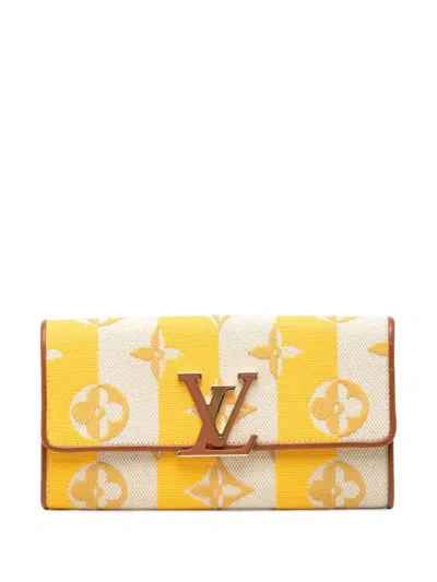 Pre-owned Louis Vuitton 2021 Monogram Canvas Portefeuille Capucines Wallet Long Wallets In Yellow