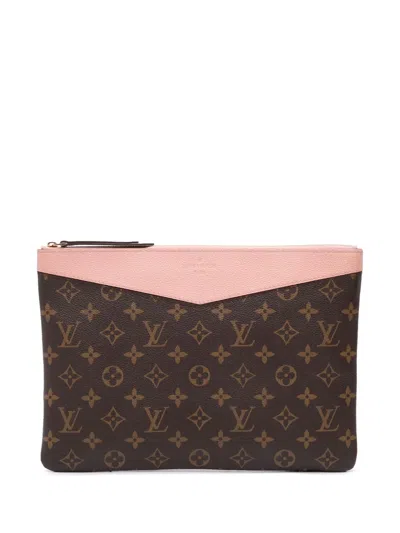 Pre-owned Louis Vuitton 2021 Monogram Daily Pouch Clutch Bag In Brown