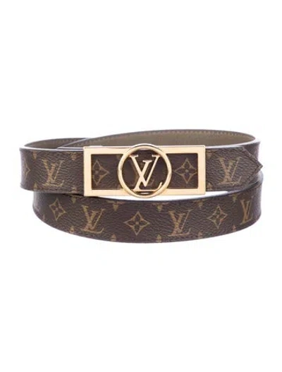 Pre-owned Louis Vuitton 2021 Monogram Dauphine 25mm Reversible Belt In Brown