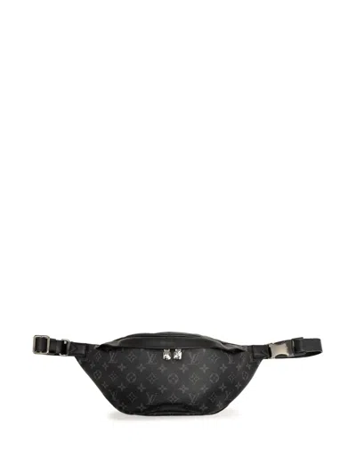 Pre-owned Louis Vuitton 2021 Monogram Eclipse Discovery Bumbag Pm Belt Bag In Black