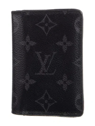 Pre-owned Louis Vuitton 2021 Monogram Eclipse Pocket Organizer In Black
