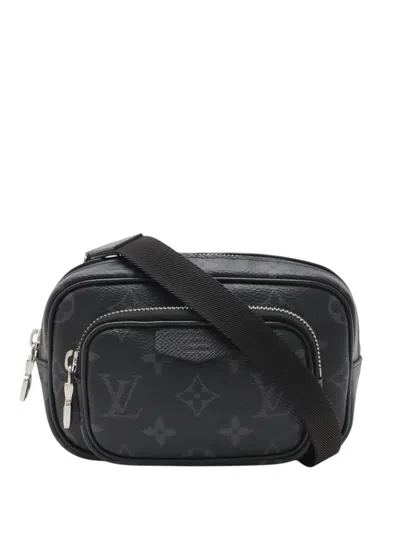 Pre-owned Louis Vuitton 2021 Monogram Eclipse Taigarama Outdoor Pouch Crossbody Bag In Black