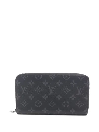 Pre-owned Louis Vuitton 2021 Monogram Eclipse Zippy Organizer Wallet In Black