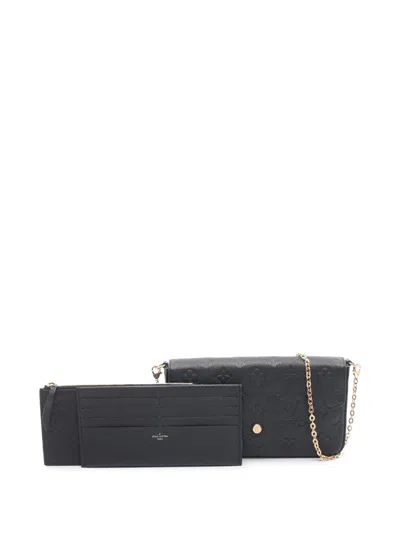 Pre-owned Louis Vuitton 2021 Monogram Empreinte Pochette Felicie Crossbody Bag In Black
