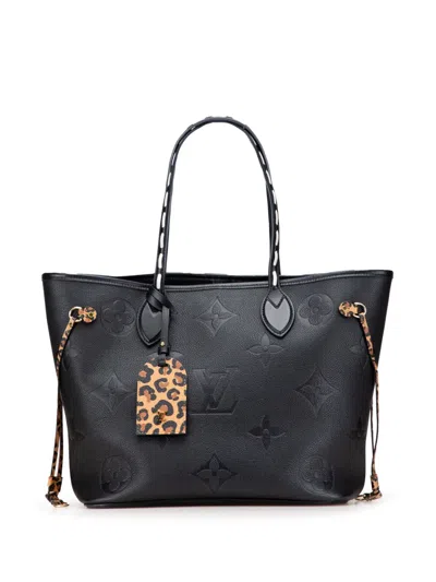 Pre-owned Louis Vuitton 2021 Monogram Empreinte Wild At Heart Neverfull Mm Tote Bag In Black