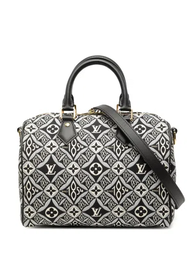 Pre-owned Louis Vuitton 2021 Monogram Jacquard Since 1854 Speedy Bandouliere 25 Satchel In Black