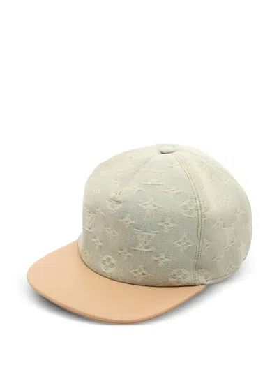 Pre-owned Louis Vuitton 2021 Monogram Leather Cap In Blue
