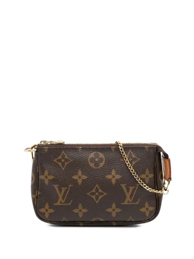 Pre-owned Louis Vuitton 2021 Monogram Mini Pochette Accessoires Handbag In Brown
