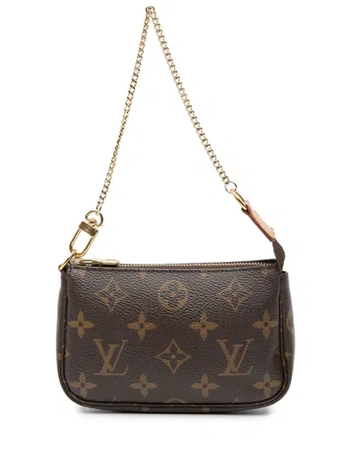 Pre-owned Louis Vuitton 2021 Monogram Mini Pochette Accessoires Handbag In Brown