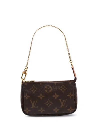 Pre-owned Louis Vuitton 2021 Monogram Mini Pochette Accessoires Handbag In Brown