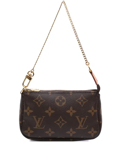 Pre-owned Louis Vuitton 2021 Monogram Mini Pochette Accessoires Handbag In Brown