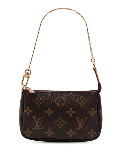 Pre-owned Louis Vuitton 2021 Monogram Mini Pochette Accessoires Handbag In Brown