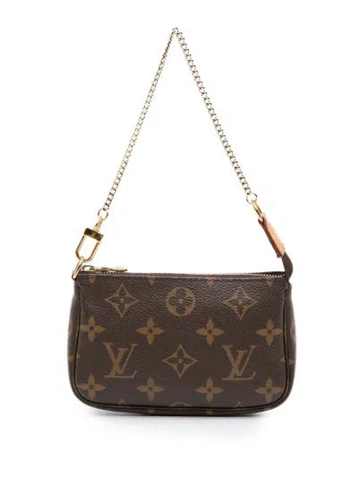 Pre-owned Louis Vuitton 2021 Monogram Mini Pochette Accessoires Handbag In Brown