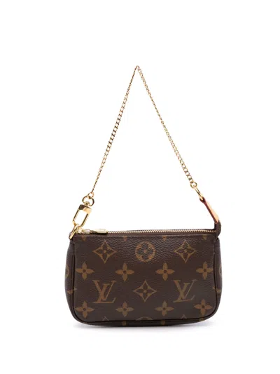Pre-owned Louis Vuitton 2021 Monogram Mini Pochette Accessoires Handbag In Brown