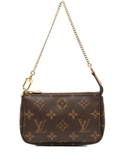 Pre-owned Louis Vuitton 2021 Monogram Mini Pochette Accessoires Handbag In Brown
