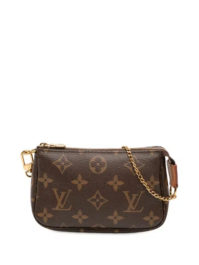 Pre-owned Louis Vuitton 2021 Monogram Mini Pochette Accessoires Handbag In Brown