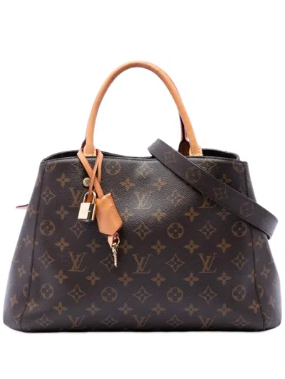 Pre-owned Louis Vuitton 2021 Monogram Montaigne Mm Satchel In Brown