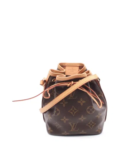 Pre-owned Louis Vuitton 2021 Monogram Nano Noe Bucket Bag In Brown