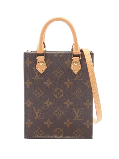 Pre-owned Louis Vuitton 2021 Monogram Petit Sac Plat Satchel In Brown
