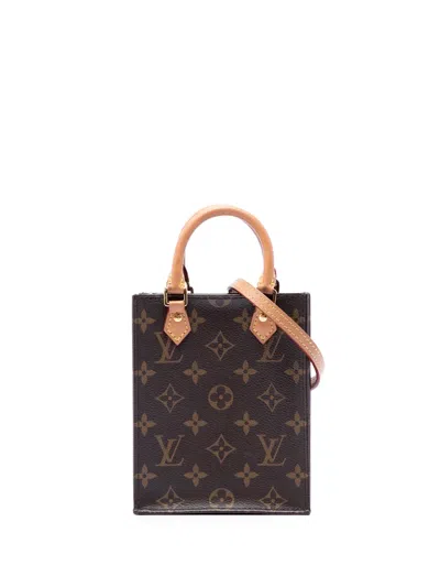 Pre-owned Louis Vuitton 2021 Monogram Petit Sac Plat Satchel In Brown