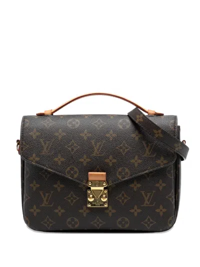 Pre-owned Louis Vuitton 2021 Monogram Pochette Metis Satchel In Brown
