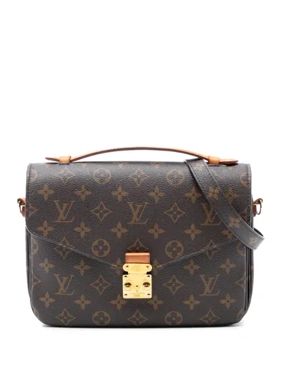 Pre-owned Louis Vuitton 2021 Monogram Pochette Metis Satchel In Brown