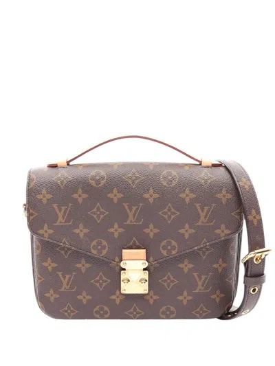 Pre-owned Louis Vuitton 2021 Monogram Pochette Metis Satchel In Brown